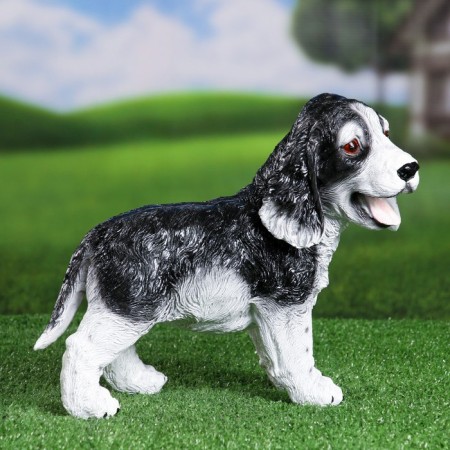 Garden Figure "Puppy Cocker Spaniel Black and White" 30x16x24cm-3