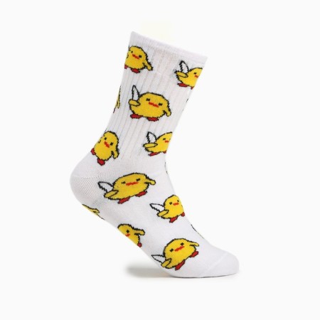 Socks "Chickens", white color, size 25 (39-41)