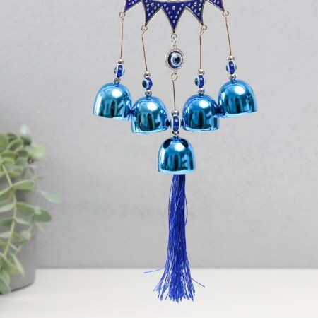 Wind music metal, plastic from the evil eye "Eye with 5 blue bells" 42x11x2.8 cm-3