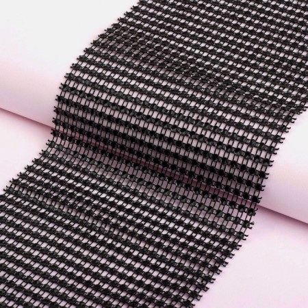 Ribbon with imitation of rhinestones, 12 cm, 9 ± 1 m, black color-1