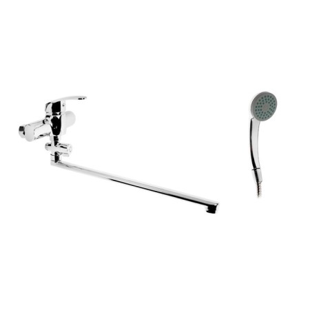 Bath mixer Zein ZC2049, pouring 40 cm, 35 mm cartridge, with shower set, chrome