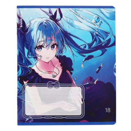 A notebook of 18 sheets in the Erichkrause Kawaii Whale line, cover coated cardboard, block offset, 5v, mix-4