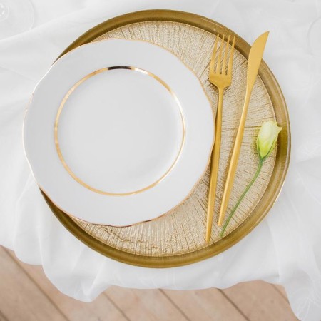Plate "olives", d = 20 cm, white color with gold chaser-4