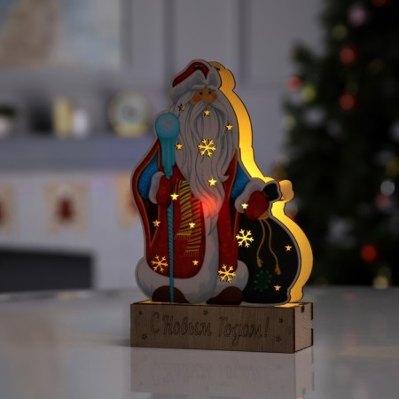 LED figure "Santa Claus" 14 × 20 × 2.5 cm, wood, batteries LR1130x3, glow warm white