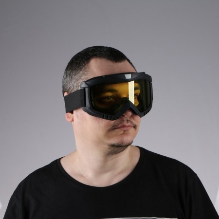 Mask glasses for motor vehicles, collapsible, yellow visor, black color-9