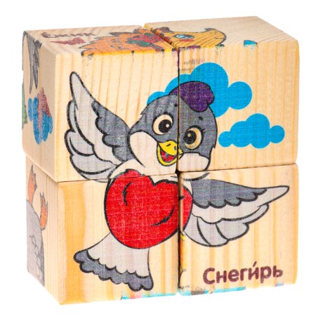 Wooden cubes "Learn animals", set of 4 pcs.-6