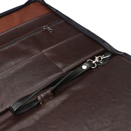 Business folder, artificial leather, 370 x 275 x 30 mm, with a metallic press, the handle “luxury” brown 6D041-5