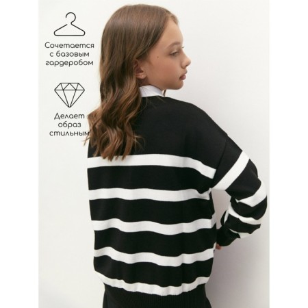 Sweater Knitted Baby Amarobaby Strip, Height 128 cm, Black Color-4