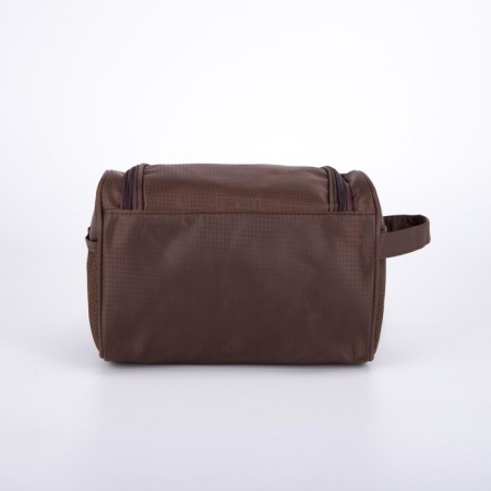 Lightning cosmetic bag, external pocket, brown color-1