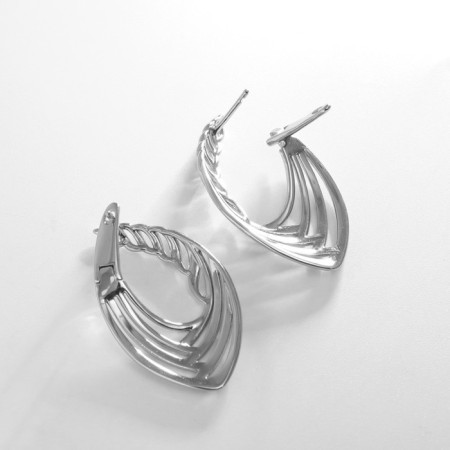 Earrings Metal Xuping Challenge leaflets, silver color-1