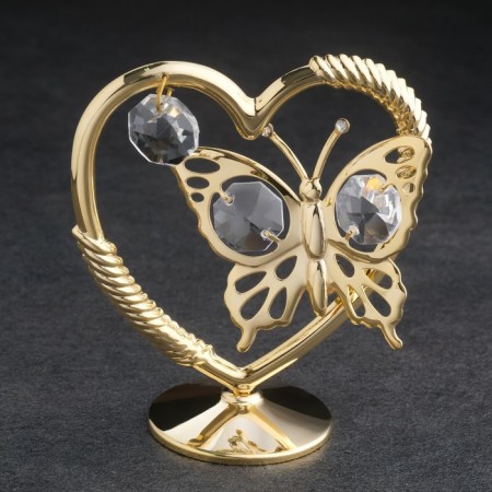 Souvenir "Heart with a butterfly", with 3 crystals, gilded-2