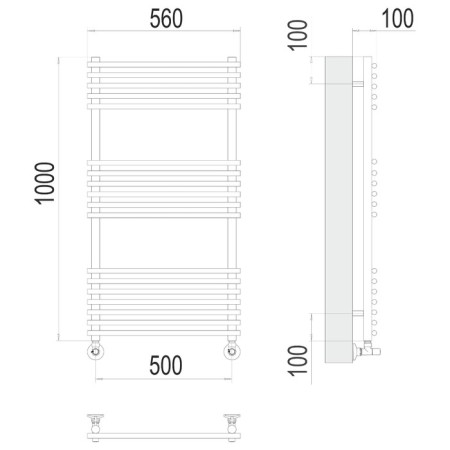 Water towel Terminus "Vatra" P18, 500x800 mm, lower connection, chrome-2