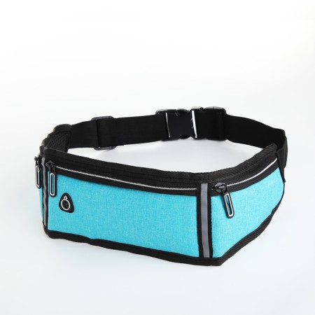 Lightning waist bag, 3 departments, blue color