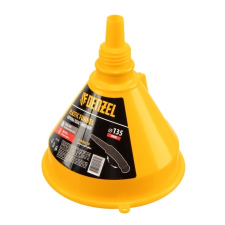 Plastic funnel Denzel, 135 mm with a metal sieve, a flexible tip and a non -pierce 9880-1