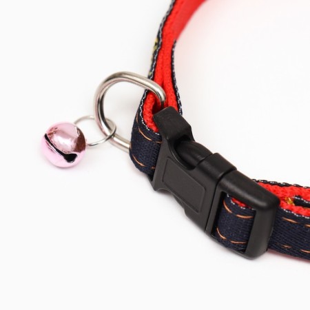 Collar "jeans", red lining, 24-34 x 1.5 cm-2