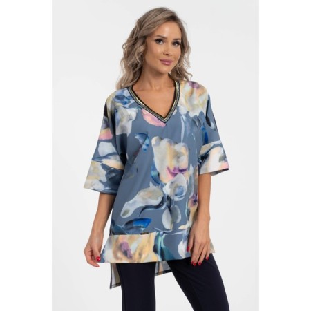 Female blouse, size 42, gray, beige color-4