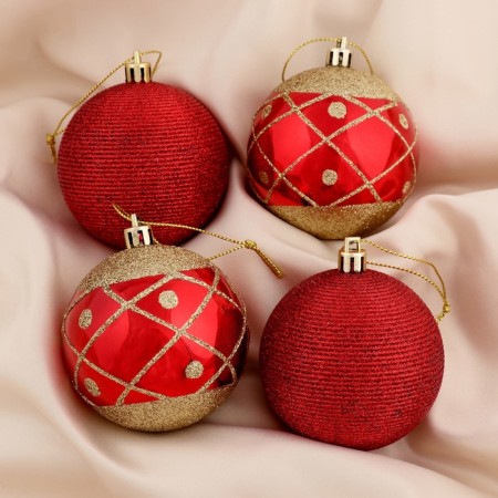 Set of balls plastic D-7 cm, 4 pcs "Niola" red