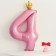 Foil ball 40 "" number 4 with crown ", pink color