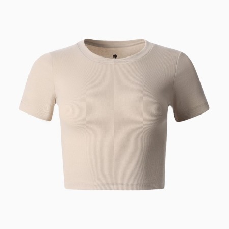 Women's T-shirt shortened, dark cream color, size 46 (l)-4
