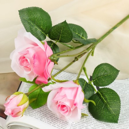 Artificial flowers "Rose Gloria" 8x48 cm, pink