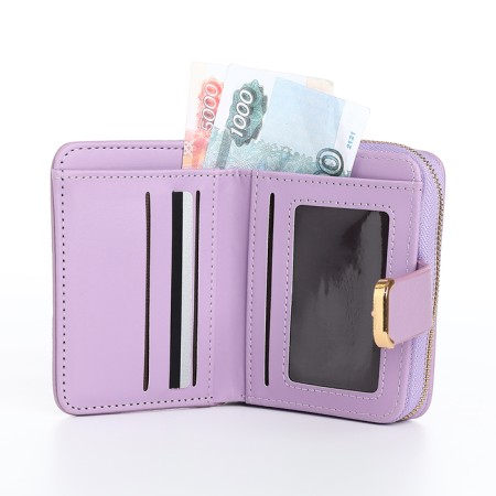 Women's wallet on the button, lilac color-5