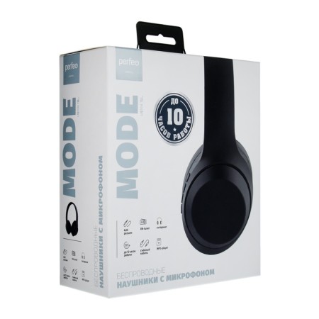 Perfeo Mode headphones, wireless, full -sized, microphone, BT5.3, MP3, FM, AUX, 200 mam, black-9