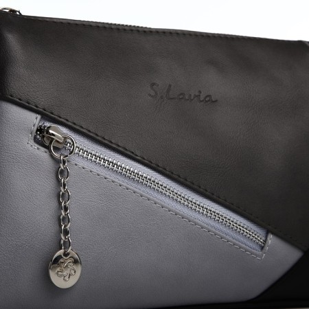Bag Cross-Bodi with a zipper, gray color-3