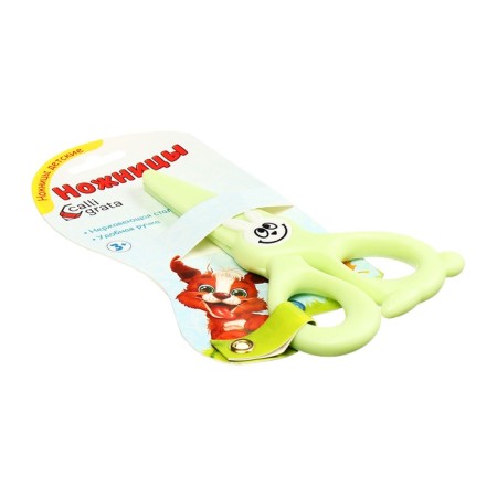 Scissors 11.8 cm plastic handles, rounded ends of the blades, Green Bunny Calligrata-5