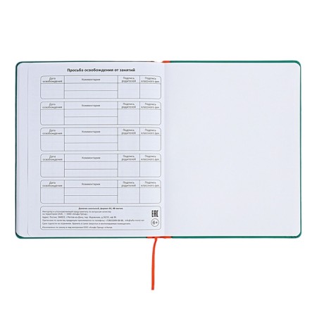 Universal diary for grades 1-11 Excellence, solid cover of artificial leather, silkography, lies, 48 ​​sheets, green-14