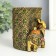 Souvenir Polystone Pencil "Elephant and Elephant in the Popone with Flower" Bronze 8.5x9x11.5 cm