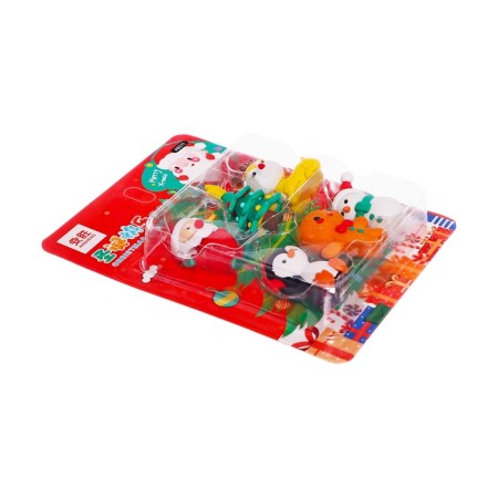 New Year. A set of figured erasers, 6 pieces, in a blister-1