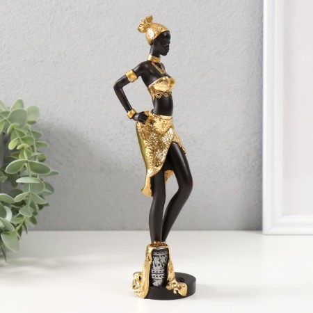 Souvenir Polystone "African in gold with a jug in the hand" 5x5x22 cm-1
