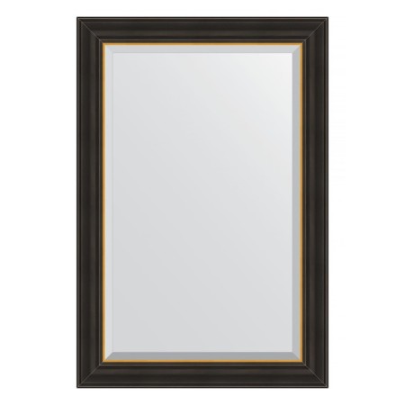 Mirror with fatset in a baguette frame, a black tree with gold 71 mm, 64x94 cm