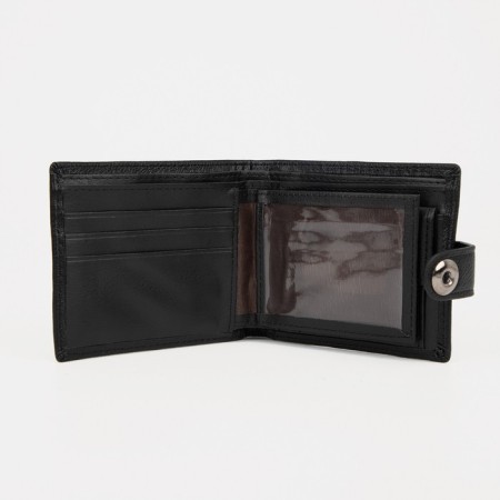Male purse for magnet, department for bills, for maps, for coins, black color-2