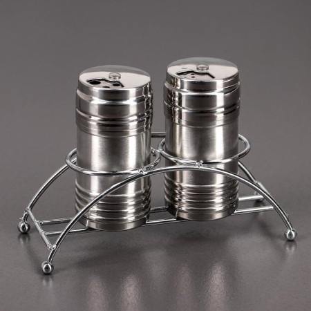 A stainless steel spices set on the stand “metallic”, 100 ml, 2 pcs, silver color