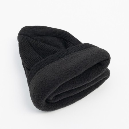 Men's hat with fleece lining, color black mix, size 56-58-8