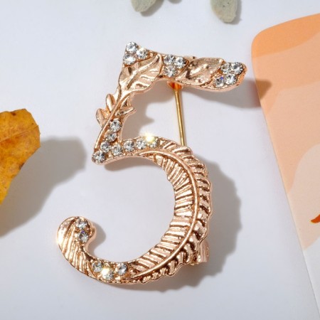 Brooch "School" Five, white color in pink gold-1
