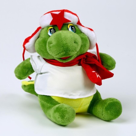 Soft toy "Dragon", in a head-hat with a star, 17 cm, green color