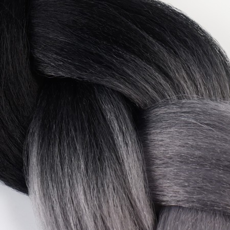 Zumba Kanecalon two -tone, corrugated, 60 cm, 100 g, black/ashen color (#by33)-5