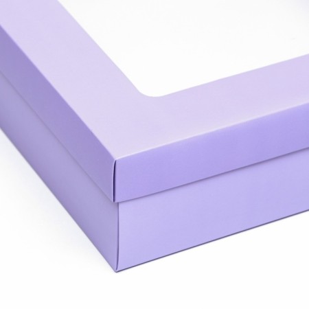 The box is folding, lid is lilac, lilac, with a window 30 x 30 x 8 cm-2