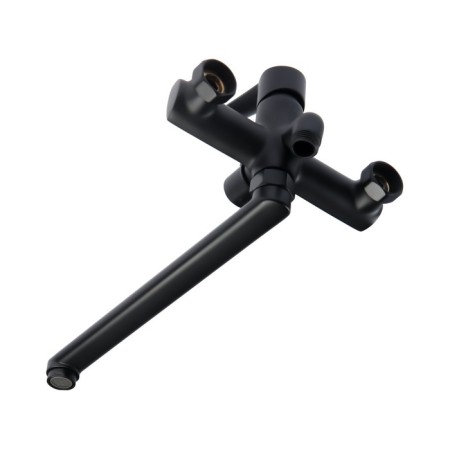 Accoona A71300F bath mixer, single -leaf, pour 300 mm, shower set, black-2