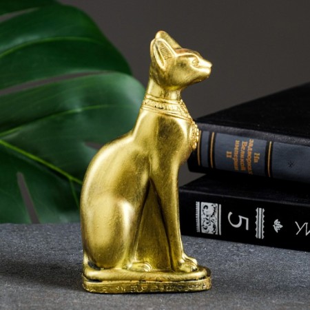 Figure "Goddess Bastet" aged gold, 13x4x8cm-1