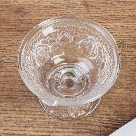 Glass Glass for 1 candle "Kremanka with patterns" transparent 5.2x7.2x7.2 cm-2
