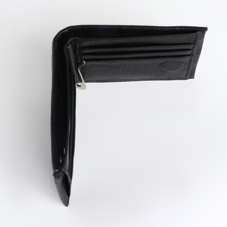 Male purse for magnet, clip for bills, separation for SIM cards, black color-3