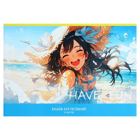 Album for drawing A4, 40 sheets on the clip "Anime", cardboard cover, offset block 100 g/m2, mix-2