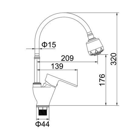 Accoona A4864 kitchen mixer, one -leaf, flexible surge, silumin, chrome-5