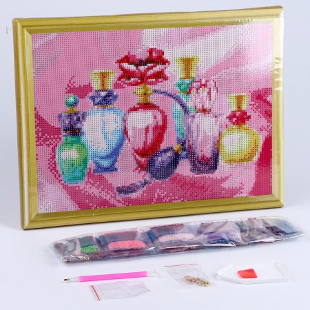 Diamond mosaic, 30 × 40 cm, complete filling, with a “beautiful perfume” subframe