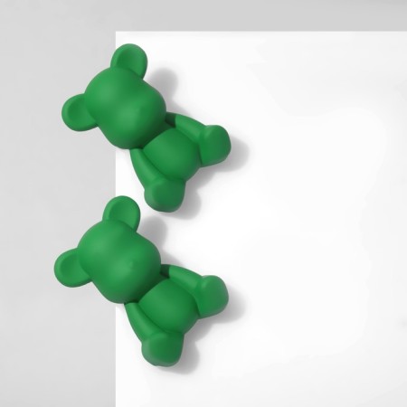 Earrings plastic "Bear", green color-1