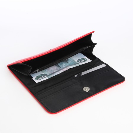 Women's wallet on magnet, red color-3