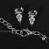 Set 2 objects: earrings, pendant “on the fishing line” Drip, white color in silver, 35cm
